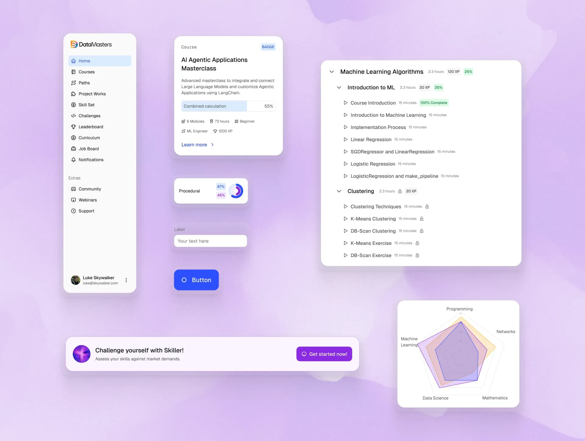 Components selection from the design system — light mode