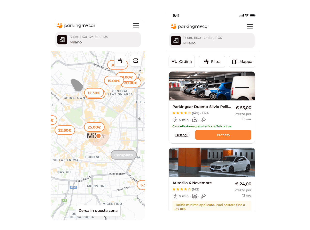 ParkingMyCar Search Mobile City - Before/After