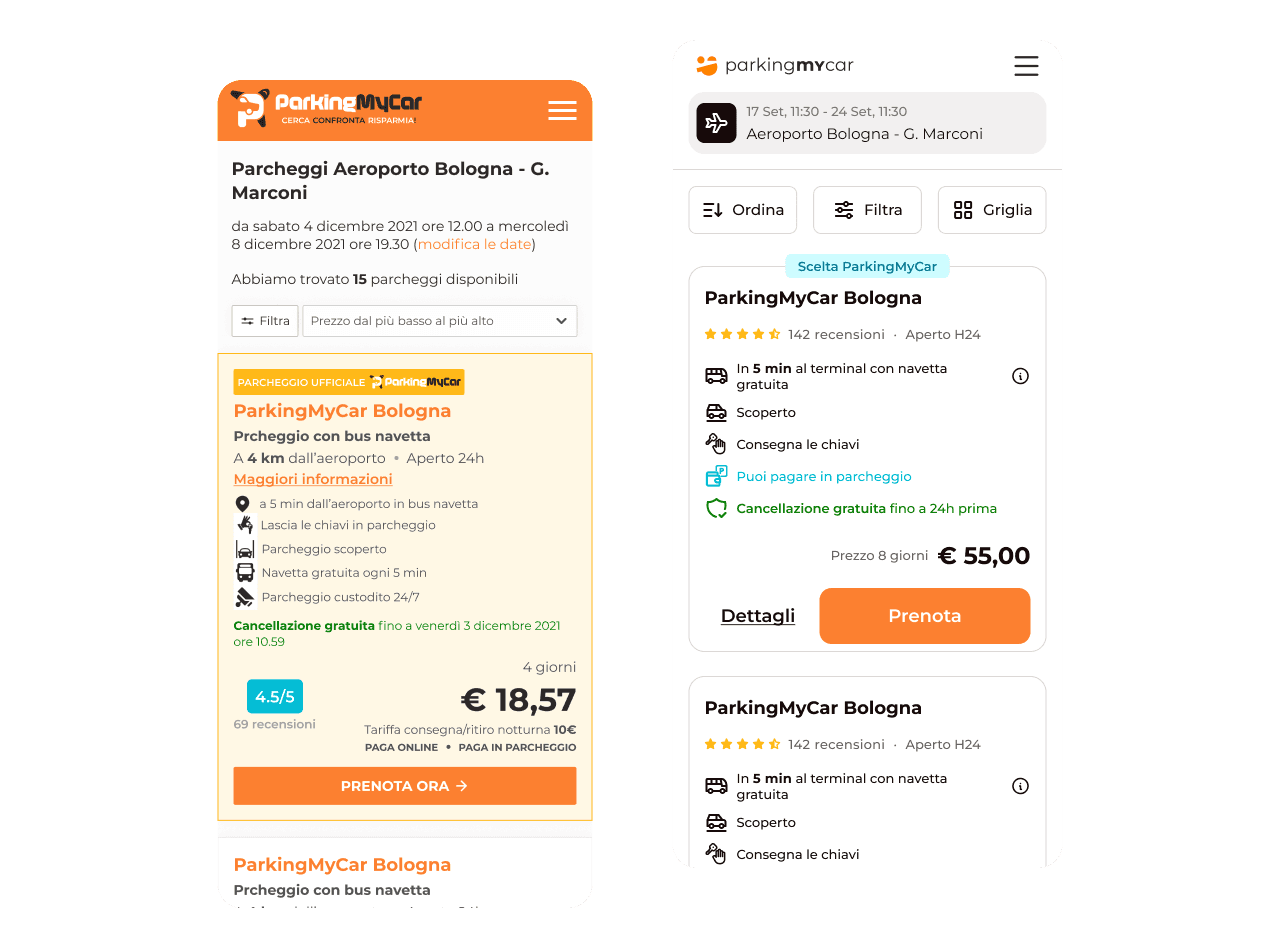 ParkingMyCar Search Mobile Airports - Before/After